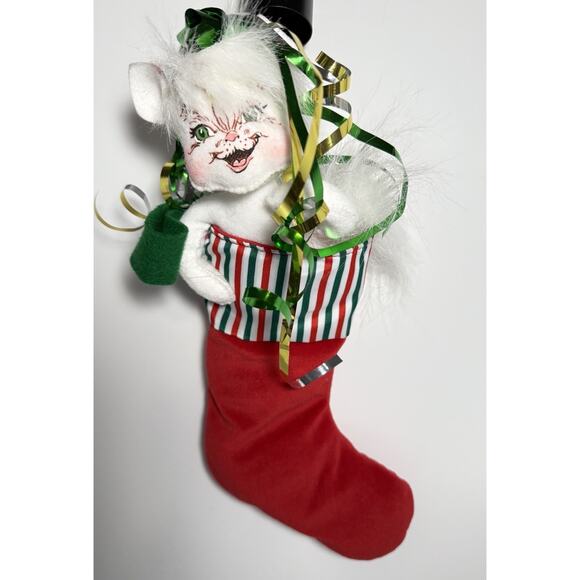 Annalee Christmas White Kitten Cats Candy Cane Stocking Stuffer Ornament - Picture 5 of 8